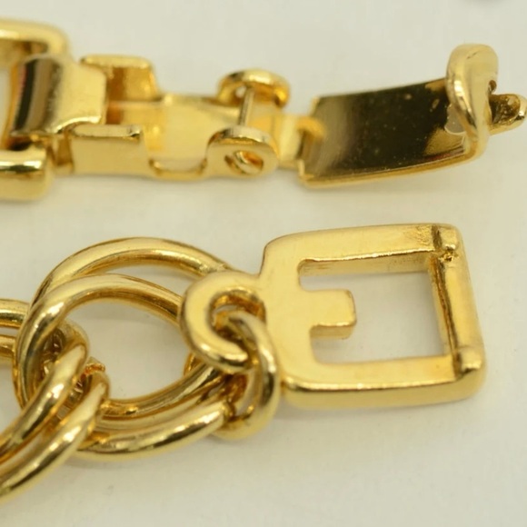 Authentic Givenchy Gold Bracelet with Gold Rhinestone G Logo Charm - Picture 4 of 5